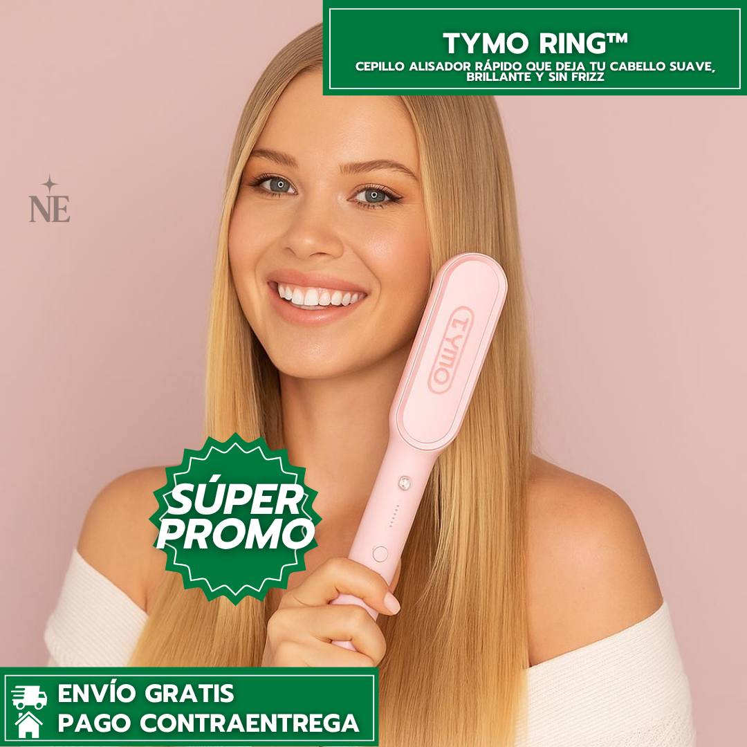 TYMO RING™: Cepillo Alisador Rápido que Deja tu Cabello Suave, Brillante y Sin Frizz